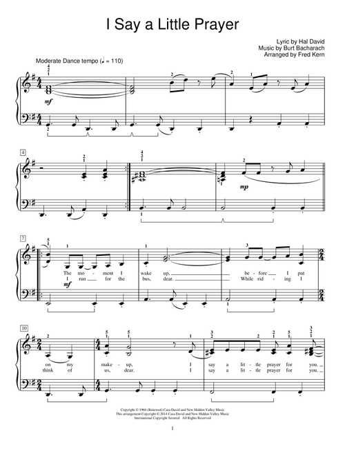 I Say A Little Prayer (Arr. Fred Kern) - Hal David, Burt Bacharach (Educational Piano)