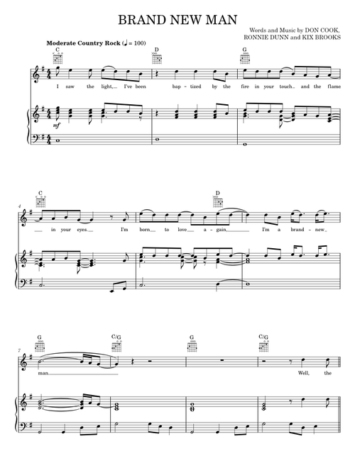 Brand new man - Brooks & Dunn (Piano-Vocal-Guitar)