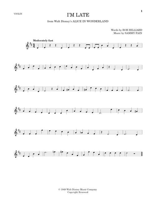 I'm Late (from Alice In Wonderland) - Bob Hilliard (Violin Solo)
