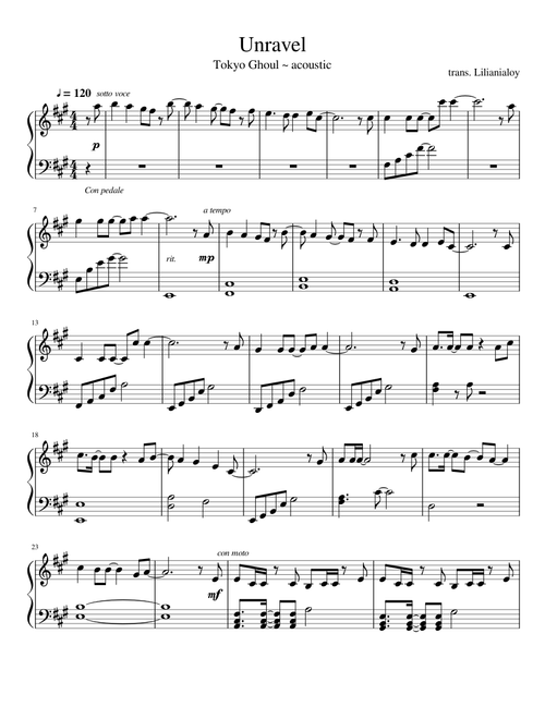 Unravel - acoustic ver. [easy piano]