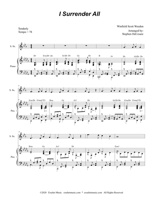 I Surrender All (Soprano Saxophone and Piano) (Arr. Stephen DeCesare) - Winfield Scott Weeden (Soprano Sax and Piano)