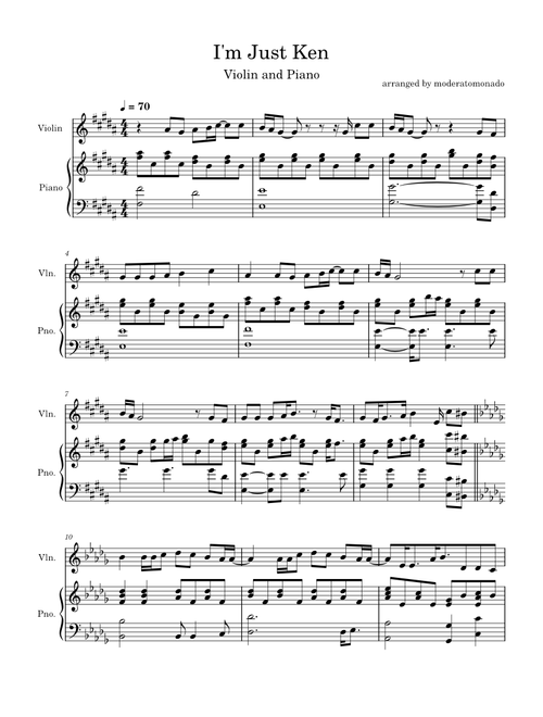 I'm Just Ken – Ryan Gosling (Violin and Piano Duet)