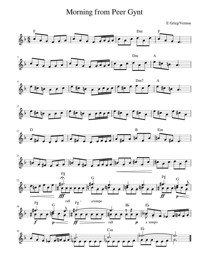 Morning_from_Peer_Gynt Sheet music for Flute (Solo) | Musescore.com