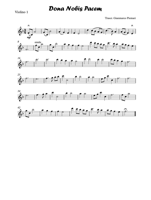 Dona Nobis Pacem (W.A.Mozart) (Arr. Gianmarco Piemari) (String Ensemble)