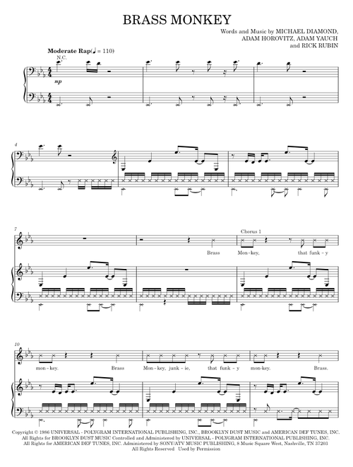 Brass monkey - Beastie Boys (Piano-Vocal-Guitar)