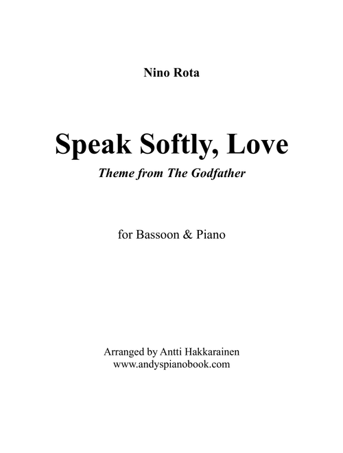 Speak Softly Love (Arr. Antti Hakkarainen) - Nino Rota (Bassoon and Piano)