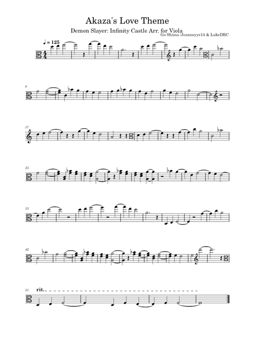 Akaza's Love Theme – Go Shiina. Arr. joanneyee14