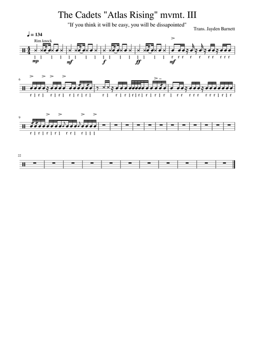 Cadets 2023 - Atlas Rising – The Cadets Drum and Bugle Corps Mvmt. III (SNARE ONLY) (WIP)