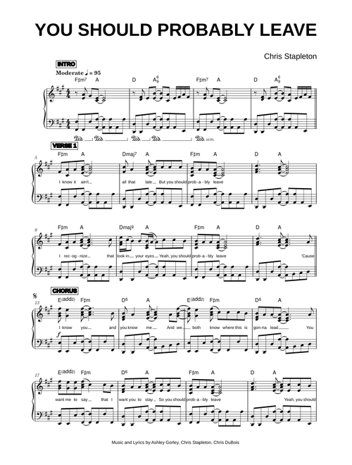 You Should Probably Leave - Chris Stapleton (Piano)