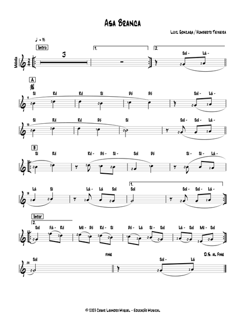 Asa Branca (Arr. Cesar Leandro Miguel) - Roger Henri Barroso Huthmacher (Lead Sheet - Fake Book)