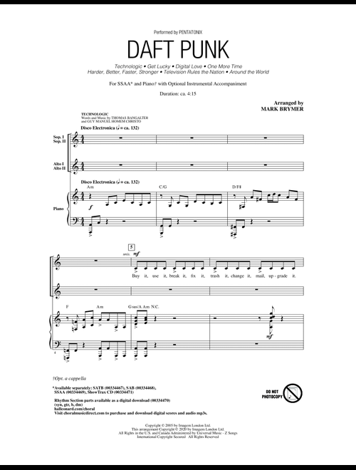 Daft Punk (Choral Medley) (arr. Mark Brymer) - Pentatonix (Choral, SSAA)