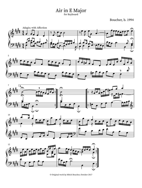 Air in E Major - Mitch Boucher (Instrumental Duet and Piano)