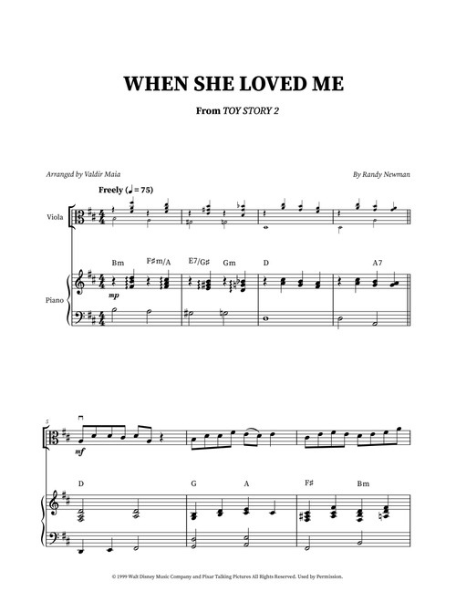 When She Loved Me (Arr. Valdir Maia) - Sarah McLachlan (Viola and Piano)
