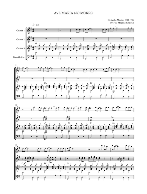 Ave Maria no morro (Arr. Nils-Magnus Kinnvall) - Herivelto Martins (Guitar Ensemble)
