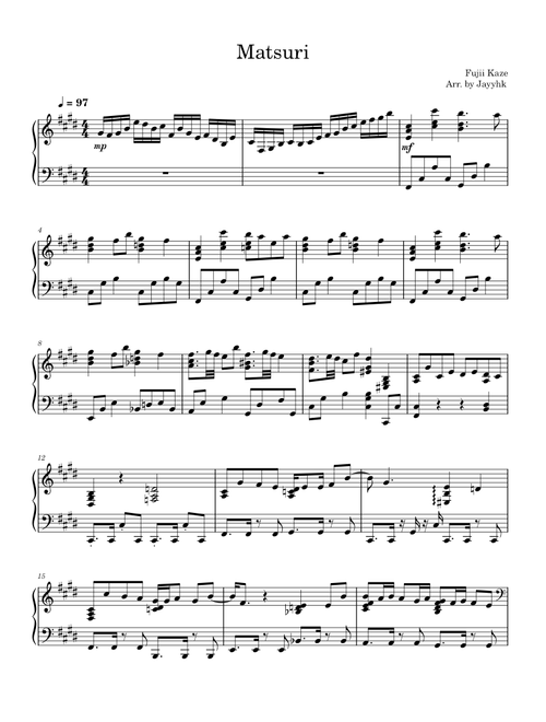 アニメ sheet music by acheang2009 | Play, print, and download in