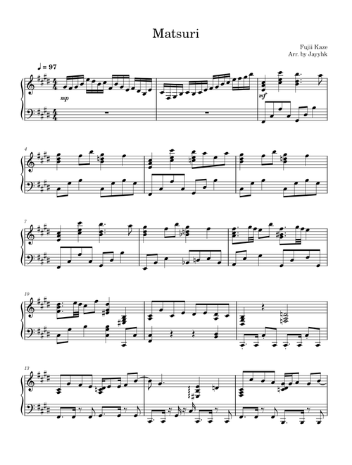 アニメ sheet music by acheang2009 | Play, print, and download in