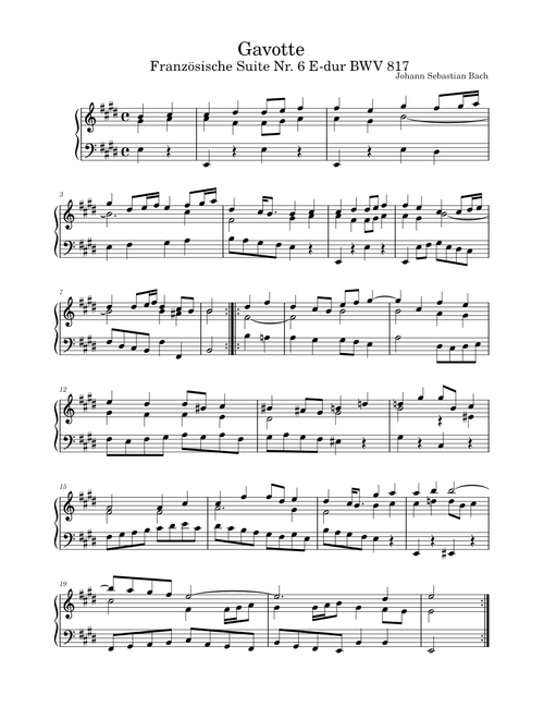 French Suite No.6 in E major, BWV 817 - Johann Sebastian Bach