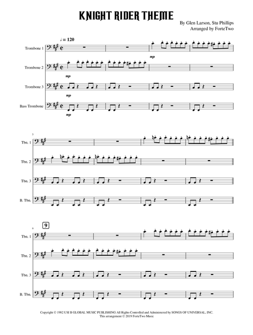 Knight Rider Theme (Arr. ForteTwo) - Stu Phillips, Glen Larson (Small Ensemble)