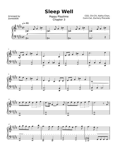 Sleep Well – CG5 – Piano
