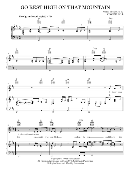 Go rest high on that mountain - Vince Gill (Piano-Vocal-Guitar)