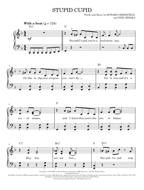 Stupid cupid - Connie Francis (Easy Piano)
