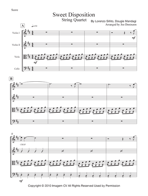 Sweet Disposition (Arr. Joe Deninzon) - The Temper Trap (String Quartet)
