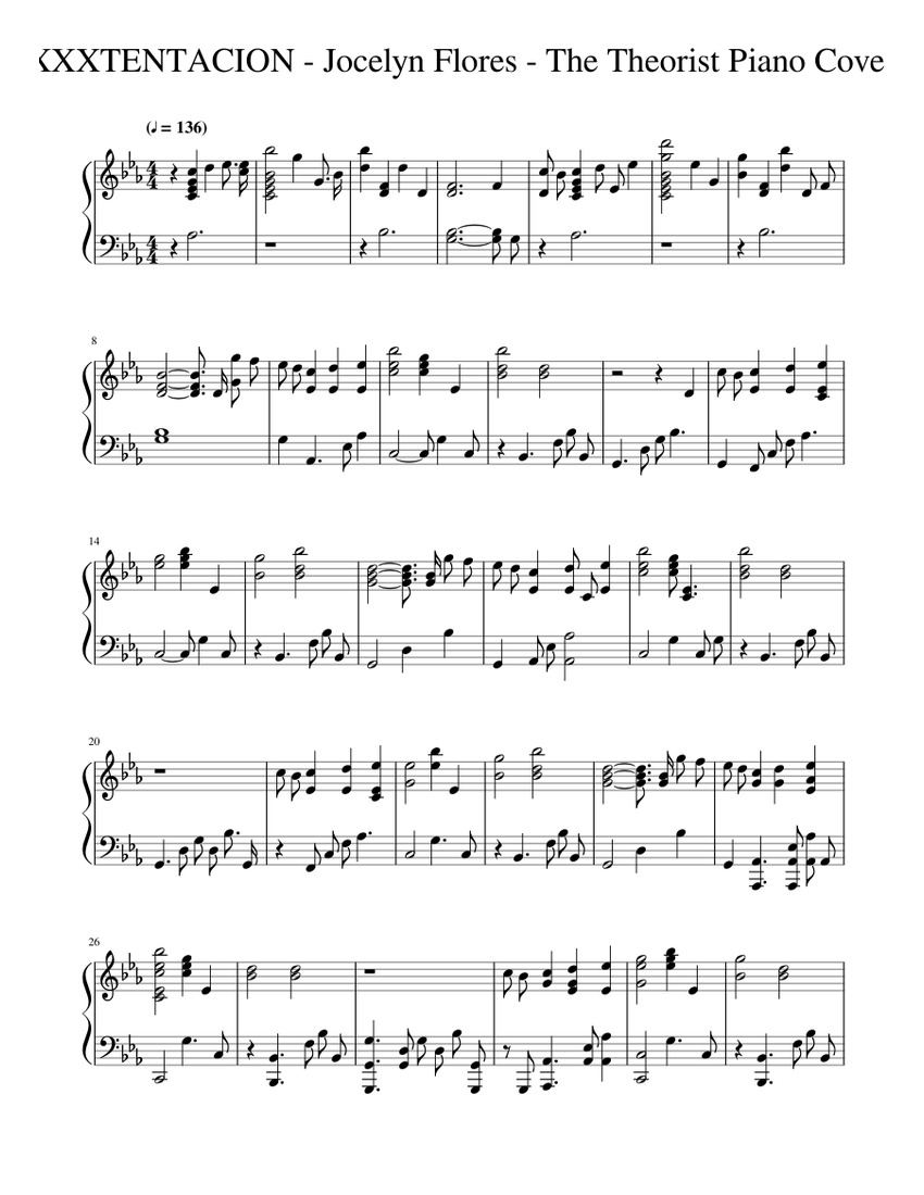 XXXTENTACION - Jocelyn Flores Sheet music for Piano (Solo) XXXTENTACION - Jocelyn Flores Sheet music for Piano (Solo)