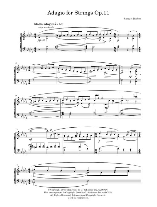 Adagio For Strings Op. 11 - Samuel Barber (Piano Solo)