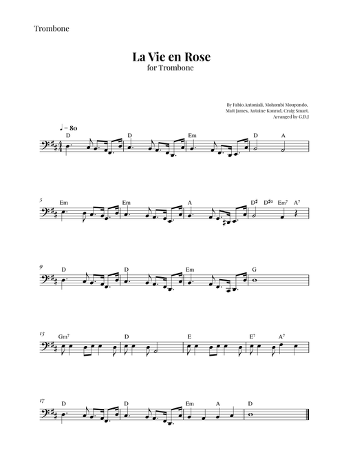 La Vie En Rose (Arr. GDJ) - Mohombi Moupondo, Matt James, Craig Smart (Trombone Solo)