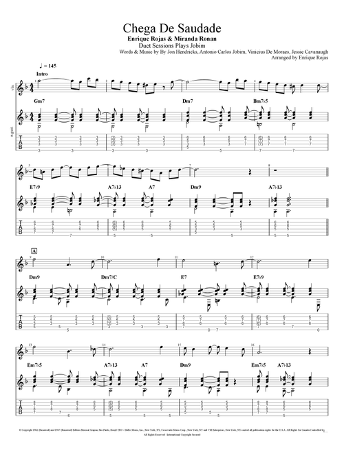 Chega De Saudade (No More Blues) (Arr. Enrique Rojas) - Antonio Carlos Jobim, Jon Hendricks, Jessie Cavanaugh (Instrumental Duet)