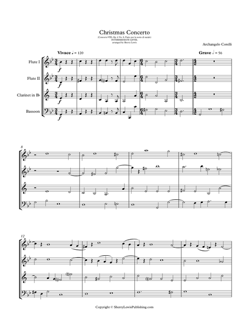 CHRISTMAS CONCERTO Concerto VIII Op. 6 No. 8, Fatto per la notte di natale, by Corelli, for Woodwin (Arr. Sherry Lewis) - A. Corellii (Woodwind Ensemble)