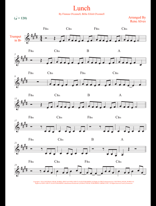 Lunch (Arr. Rene Alves) - Billie Eilish (Trumpet Solo)