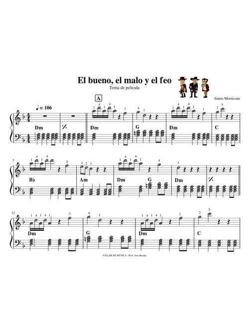 El bueno el malo y el feo – Ennio Morricone (PIANO FACIL) The good, the bad and the ugly