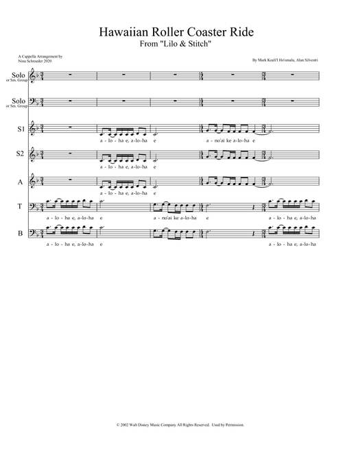 Hawaiian Roller Coaster Ride (Arr. Nina Schroeder) - Alan Silvestri, Mark Keali'i Ho'omalu (Choral, SATB divisi)
