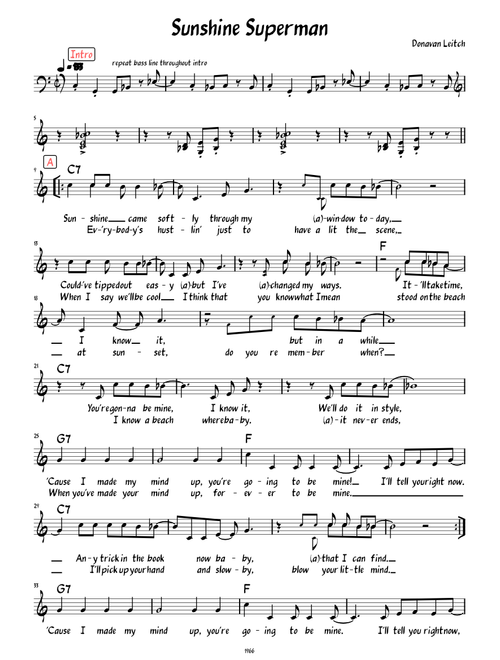 Sunshine Superman (Lead sheet with lyrics )