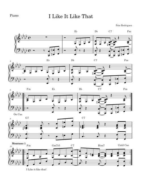 I Like It Like That – Pete Rodriguez Pete Rodriguez I Like It Like That (Piano Montuno)