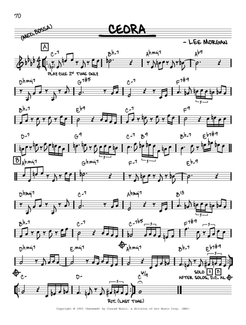Ceora [Reharmonized version] (arr. Jack Grassel) - Lee Morgan, Billy Taylor (Real Book - Melody-Chords)