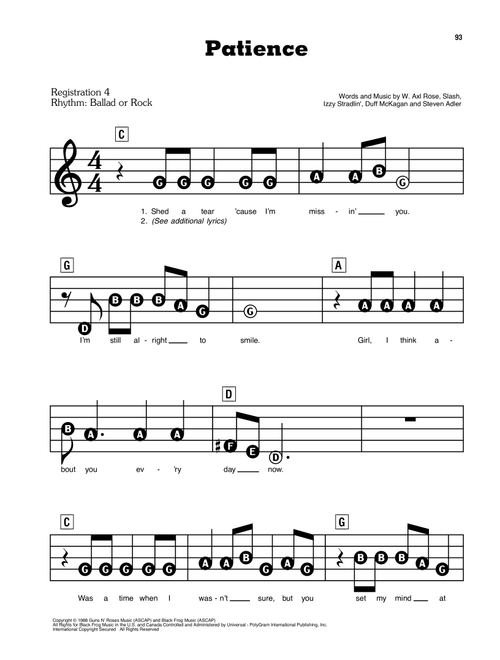 Patience - Guns N' Roses (E-Z Play Today)