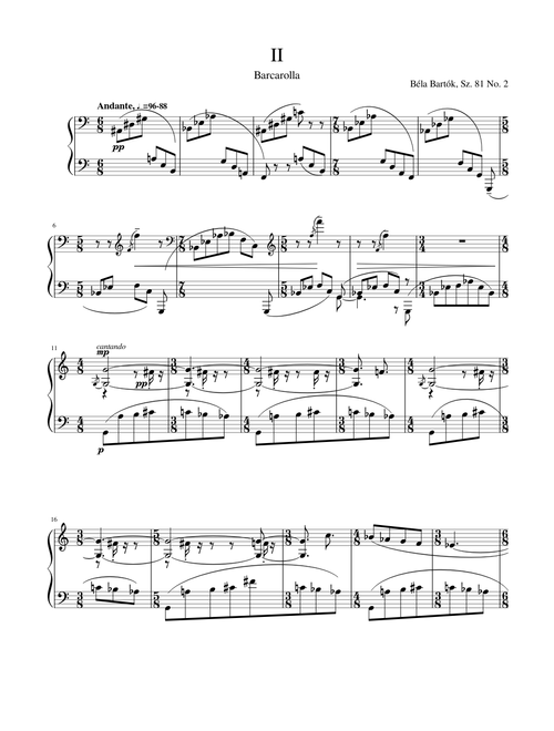 Barcarolla - Béla Bartók, Sz. 81 No. 2