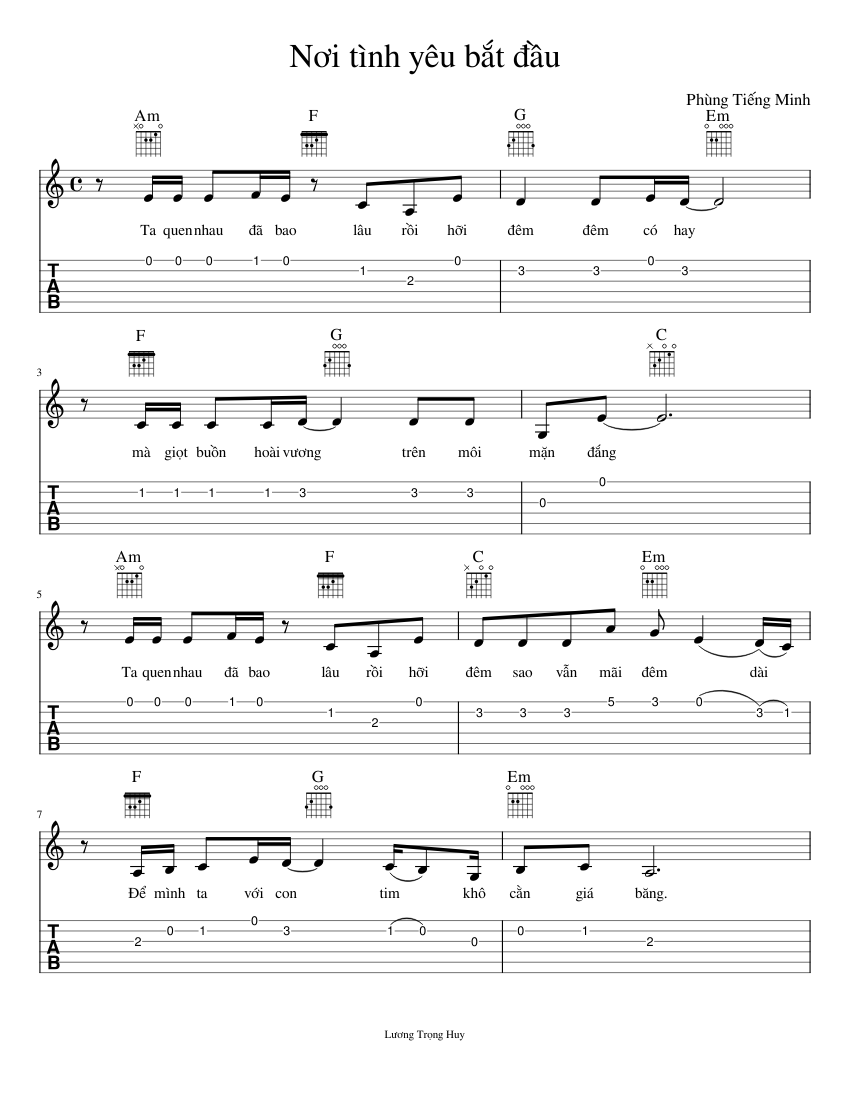  Phùng Tiến Minh Sheet Music and Tab with Chords Bildidee 