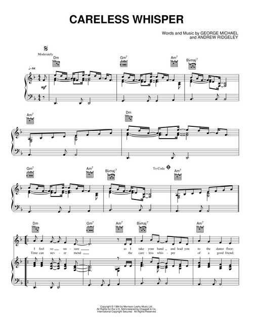 Careless Whisper - Wham! (Piano-Vocal-Guitar)