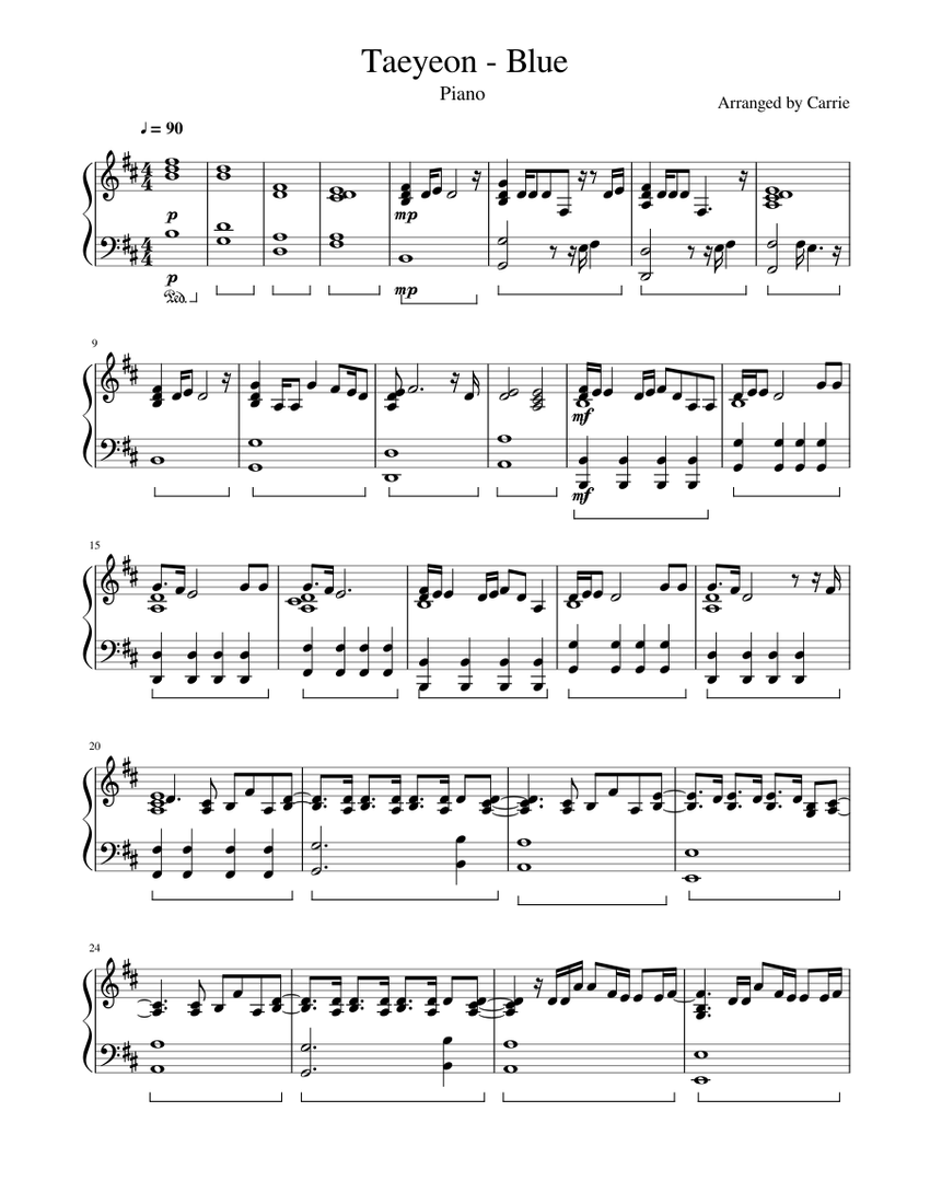 Arenoso Parecer Retirarse Taeyeon (태연) Blue - Piano Sheet music for Piano (Solo) | Musescore.com