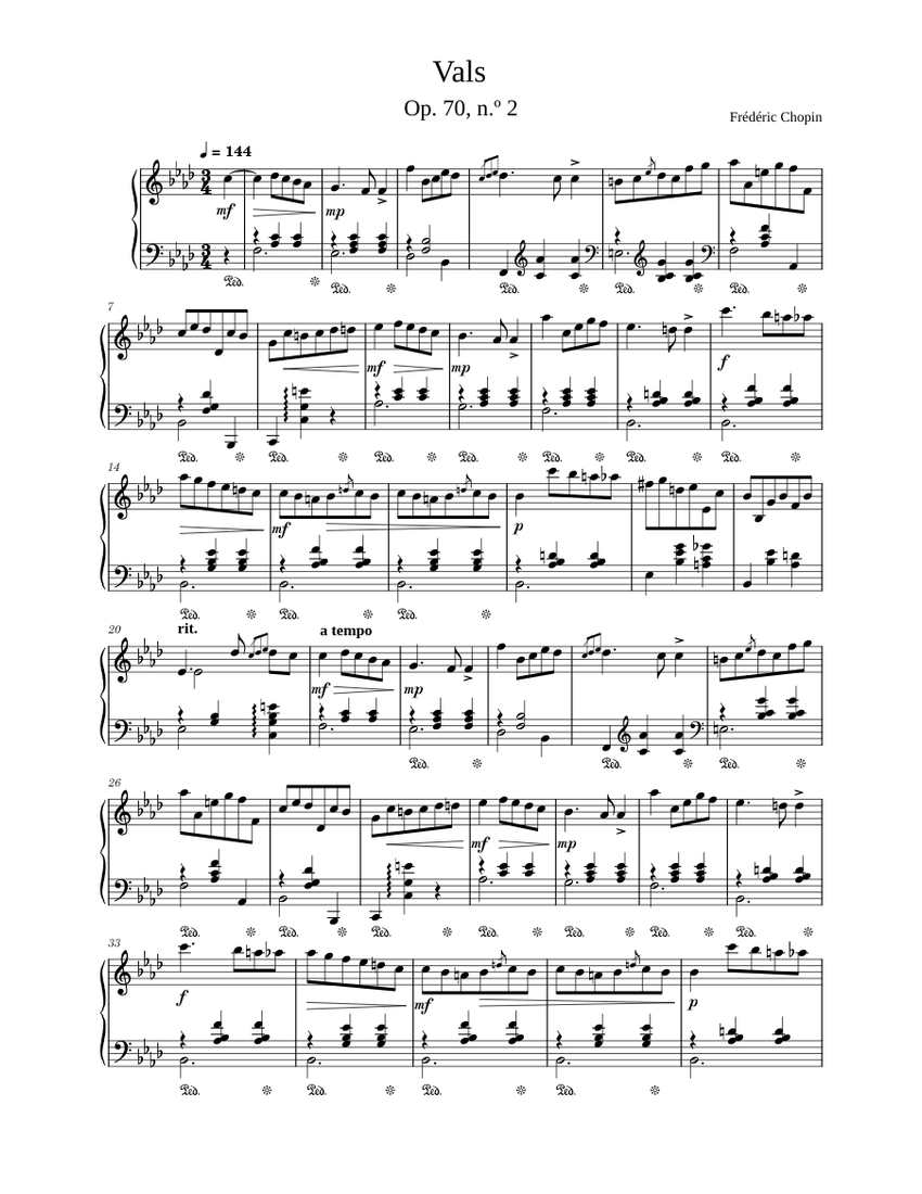 Waltz in F minor Op.70 No.2 Frédéric Chopin Sheet music for Piano
