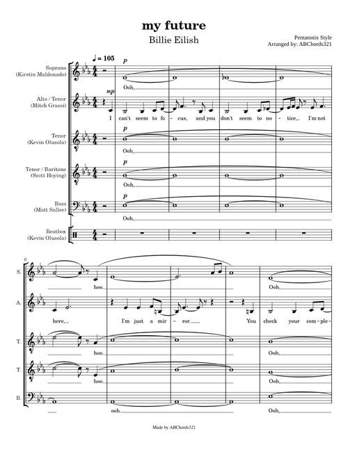 my future - Billie Eilish | Pentatonix Style (Acapella Sheet Music)
