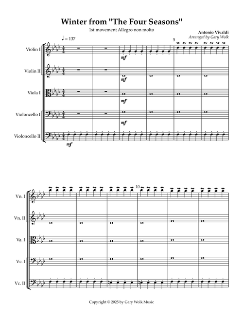 Winter (from "The Four Seasons" (Arr. Gary Wolk) - Antonio Vivaldi (String Ensemble)