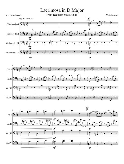 Lacrimosa for 4 Cellos