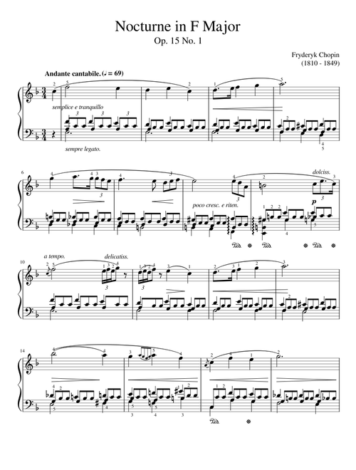 Nocturne in F Major, Op. 15 No. 1 -Chopin-