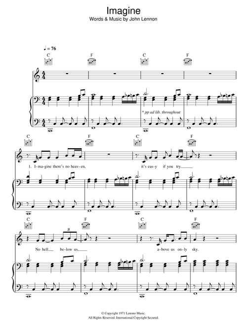 Imagine - Glee Cast, John Lennon, Glee (TV Series) (Piano-Vocal-Guitar (Piano Accompaniment))