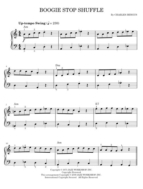 Boogie stop shuffle - Charles Mingus (Easy Piano)