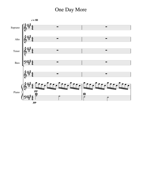 One Day More SATB plus Piano